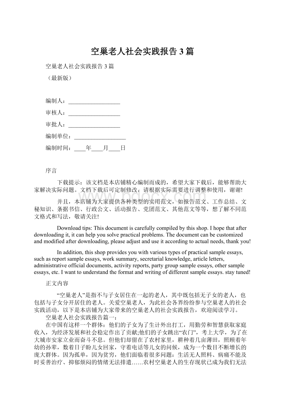 空巢老人社会实践报告3篇.docx