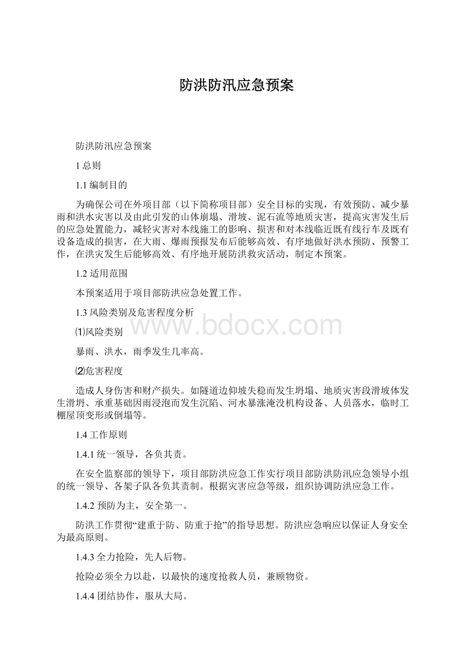 防洪防汛应急预案Word格式文档下载.docx