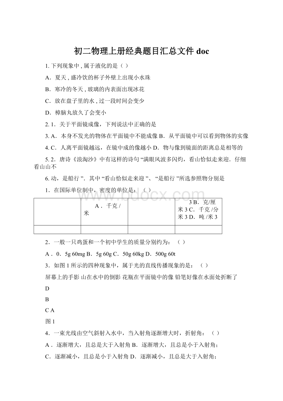 初二物理上册经典题目汇总文件doc.docx