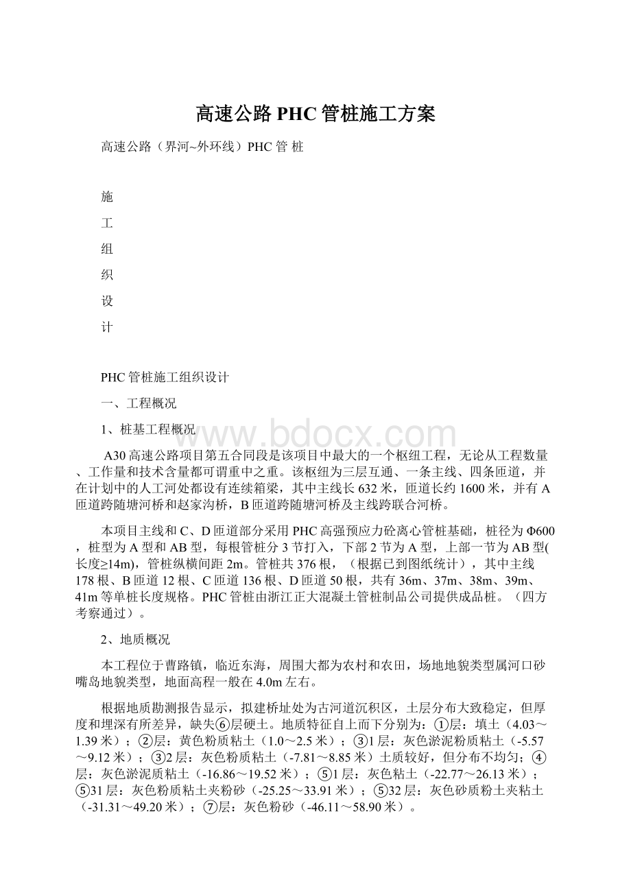 高速公路PHC管桩施工方案.docx_第1页