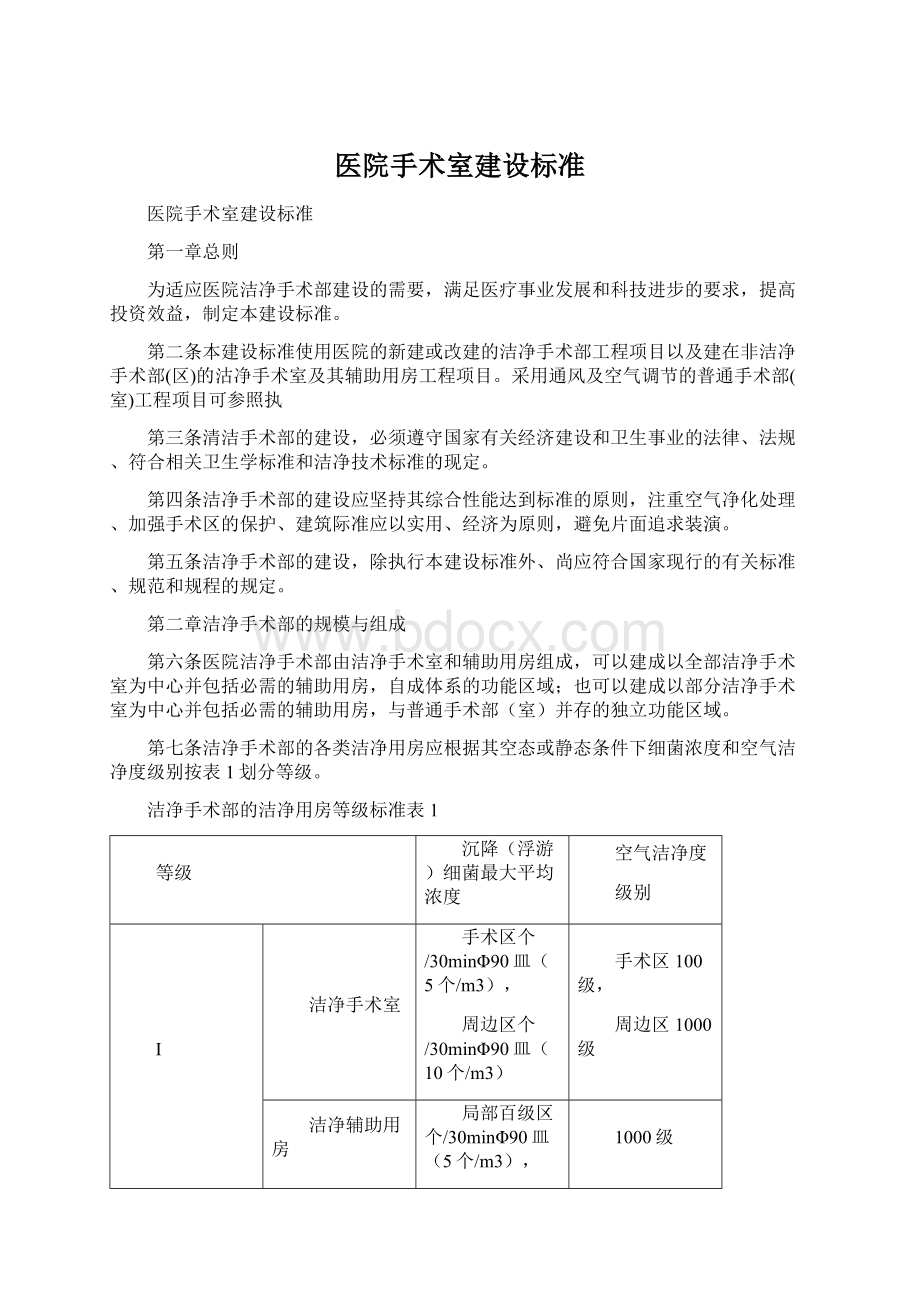 医院手术室建设标准.docx_第1页