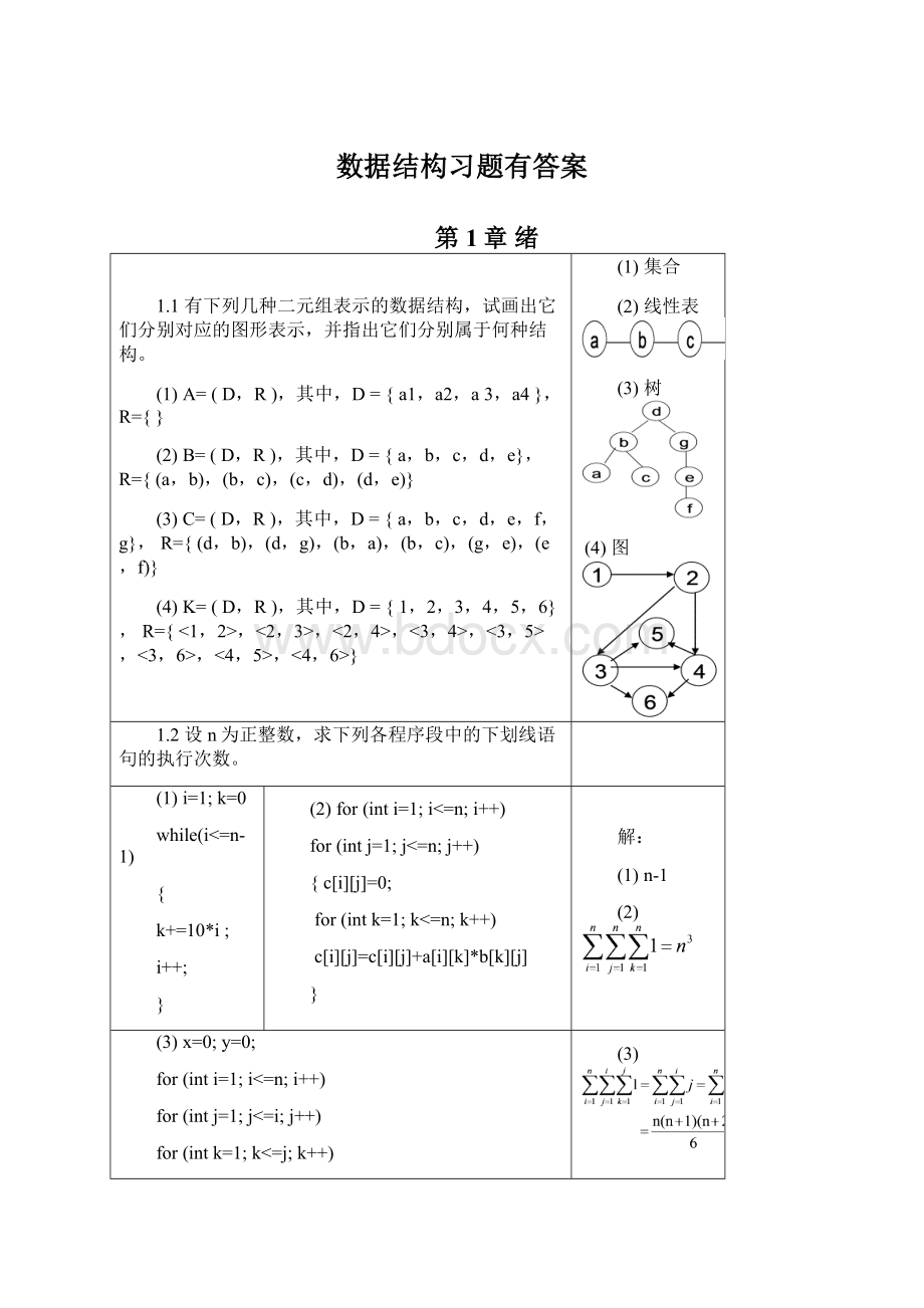 数据结构习题有答案Word下载.docx