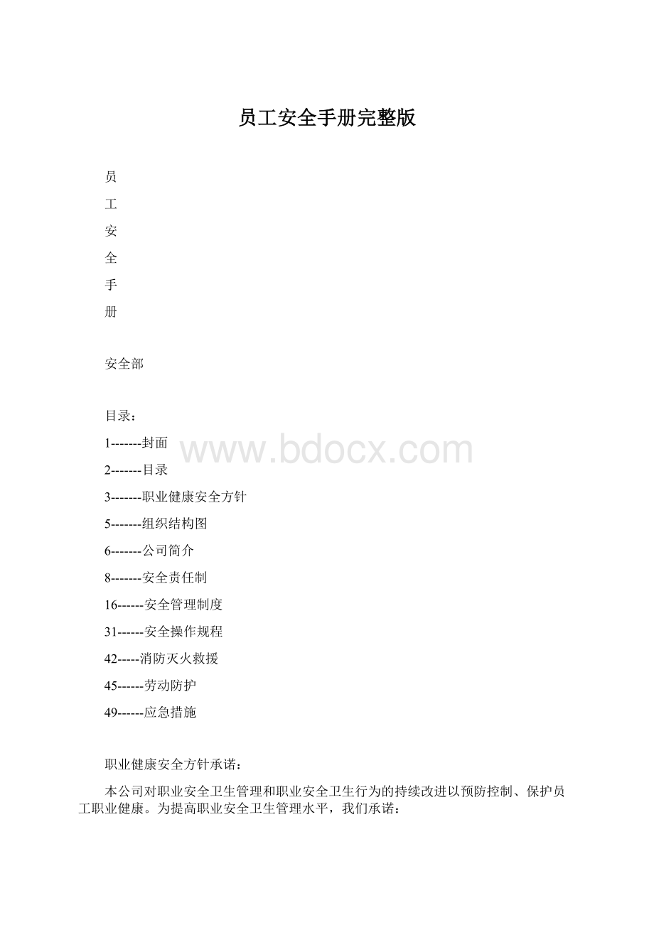 员工安全手册完整版Word文档格式.docx