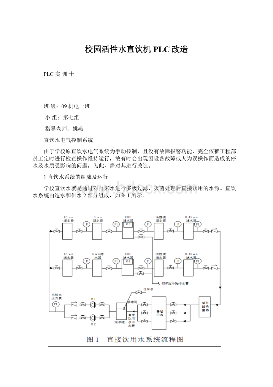 校园活性水直饮机PLC改造Word格式文档下载.docx_第1页