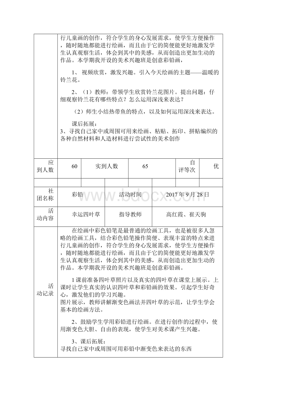 彩铅艺术活动记录样表.docx_第2页