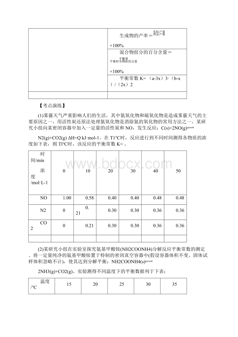 高考化学一轮总复习考点扫描专题21化学平衡计算与图像学案Word文档下载推荐.docx_第2页