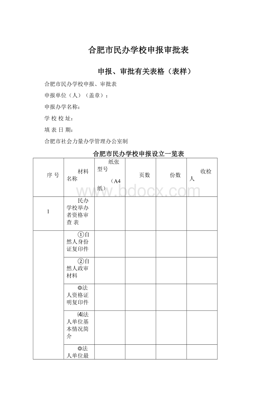 合肥市民办学校申报审批表Word格式.docx_第1页