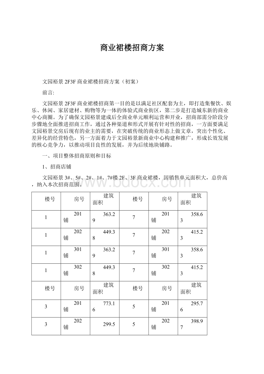 商业裙楼招商方案Word文档格式.docx