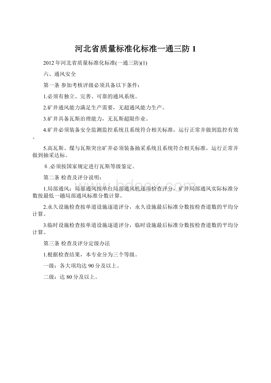 河北省质量标准化标准一通三防1.docx_第1页