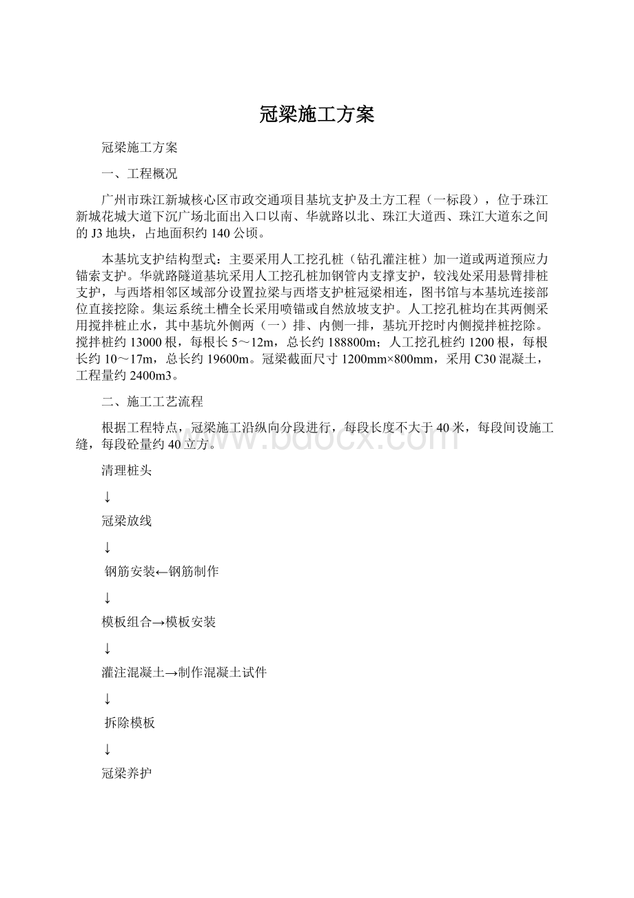 冠梁施工方案Word格式文档下载.docx