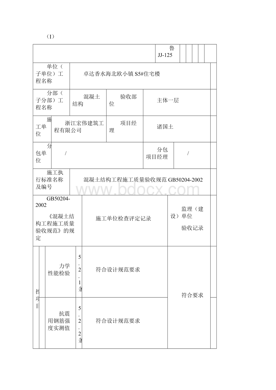 鲁JJ125钢筋加工检验批质量验收记录表1Word格式文档下载.docx_第2页