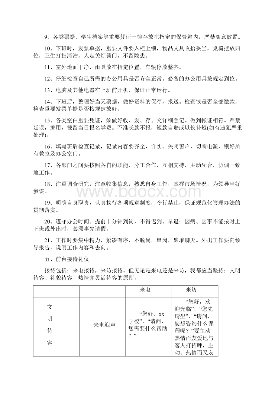 培训学校机构前台工作规程.docx_第3页