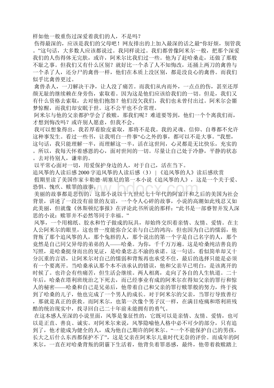 追风筝的人读后感共10篇读后感Word格式文档下载.docx_第2页