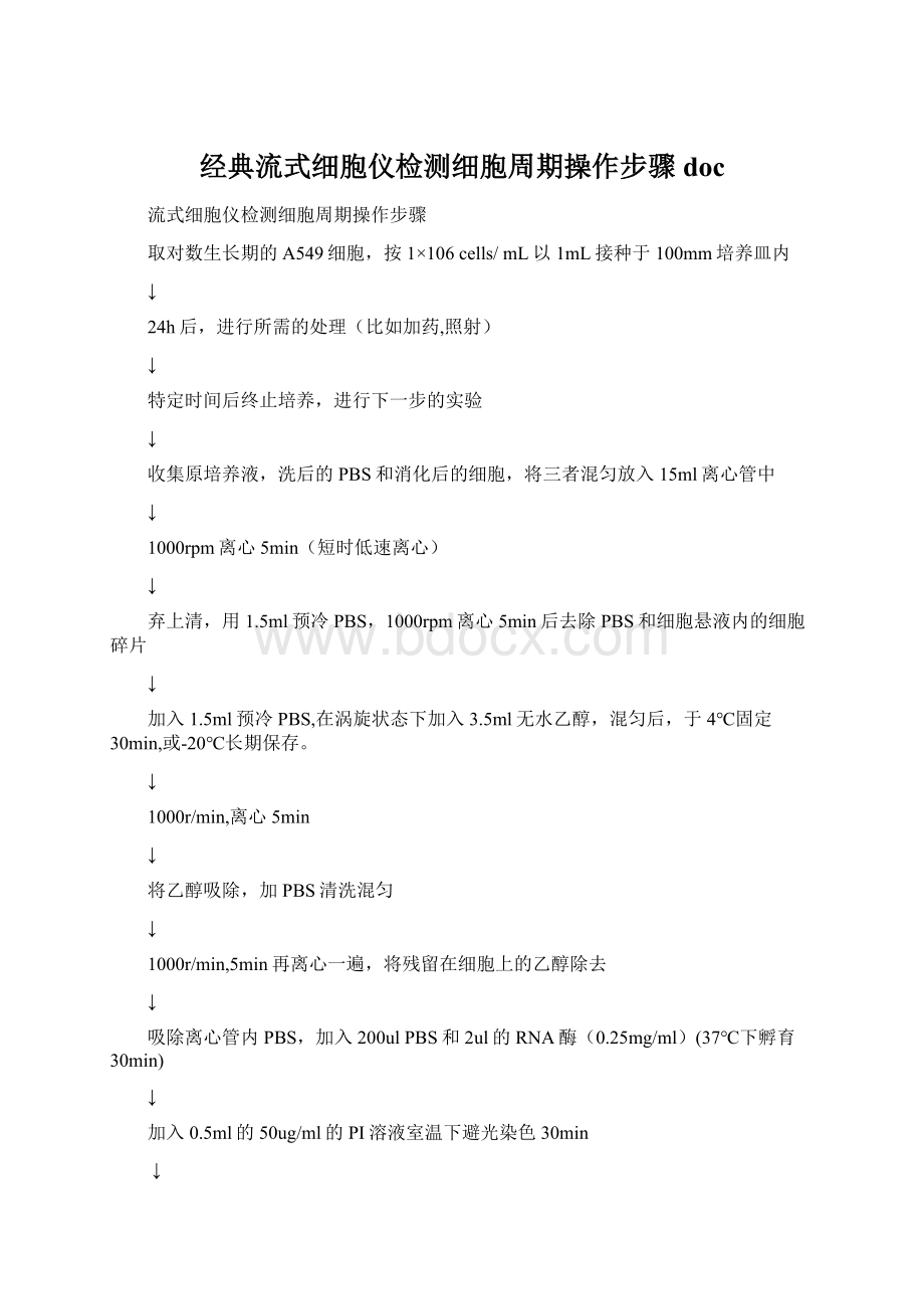 经典流式细胞仪检测细胞周期操作步骤doc.docx_第1页