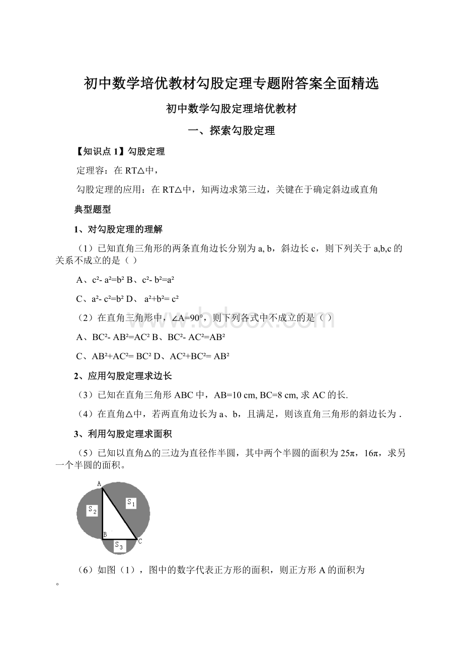 初中数学培优教材勾股定理专题附答案全面精选Word文档下载推荐.docx