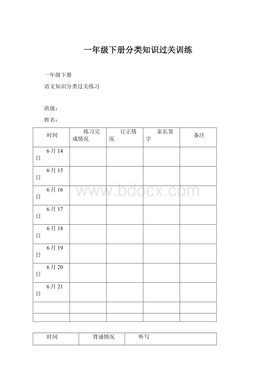 一年级下册分类知识过关训练.docx_第1页