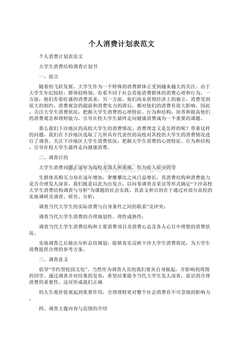 个人消费计划表范文.docx