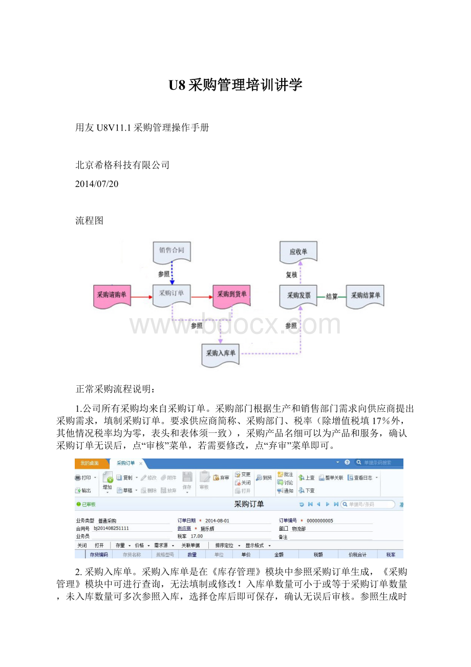 U8采购管理培训讲学.docx