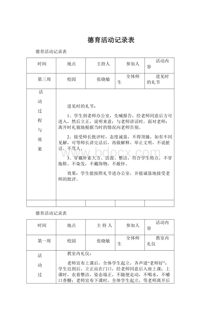 德育活动记录表Word下载.docx