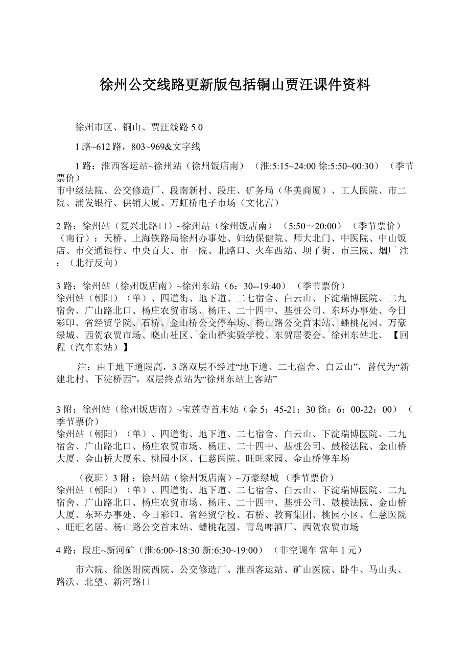 徐州公交线路更新版包括铜山贾汪课件资料.docx_第1页