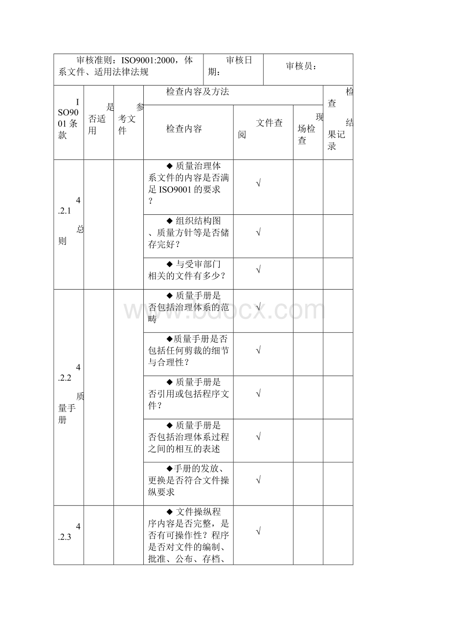 iso9001内审检查表Word格式文档下载.docx_第3页