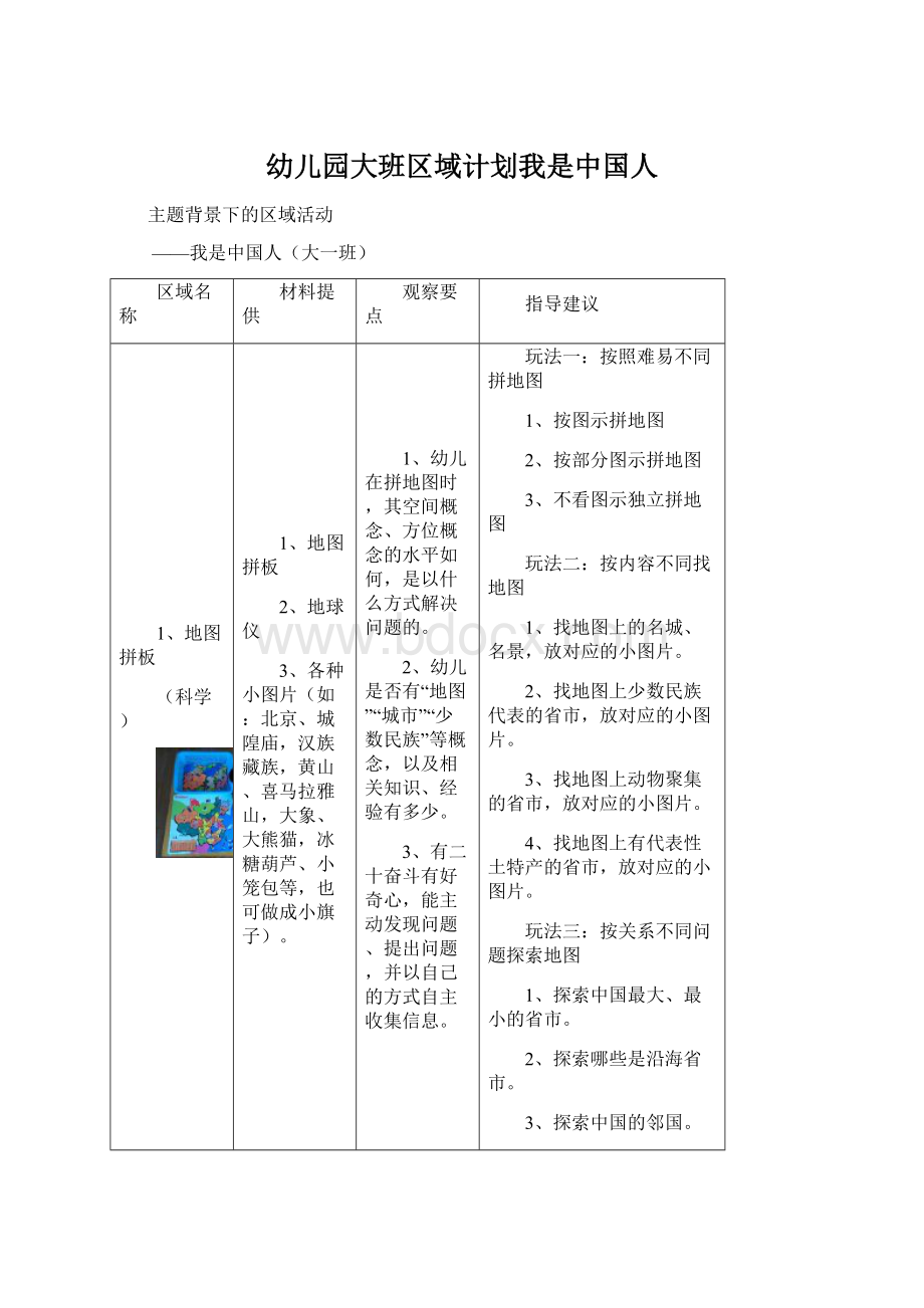 幼儿园大班区域计划我是中国人.docx_第1页