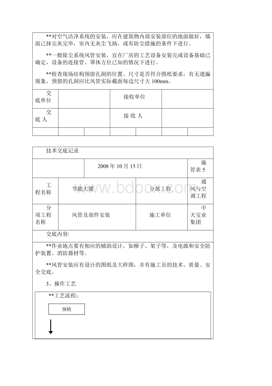 各类技术交底通风与空调工程管及部件安装施记录Word文档格式.docx_第2页