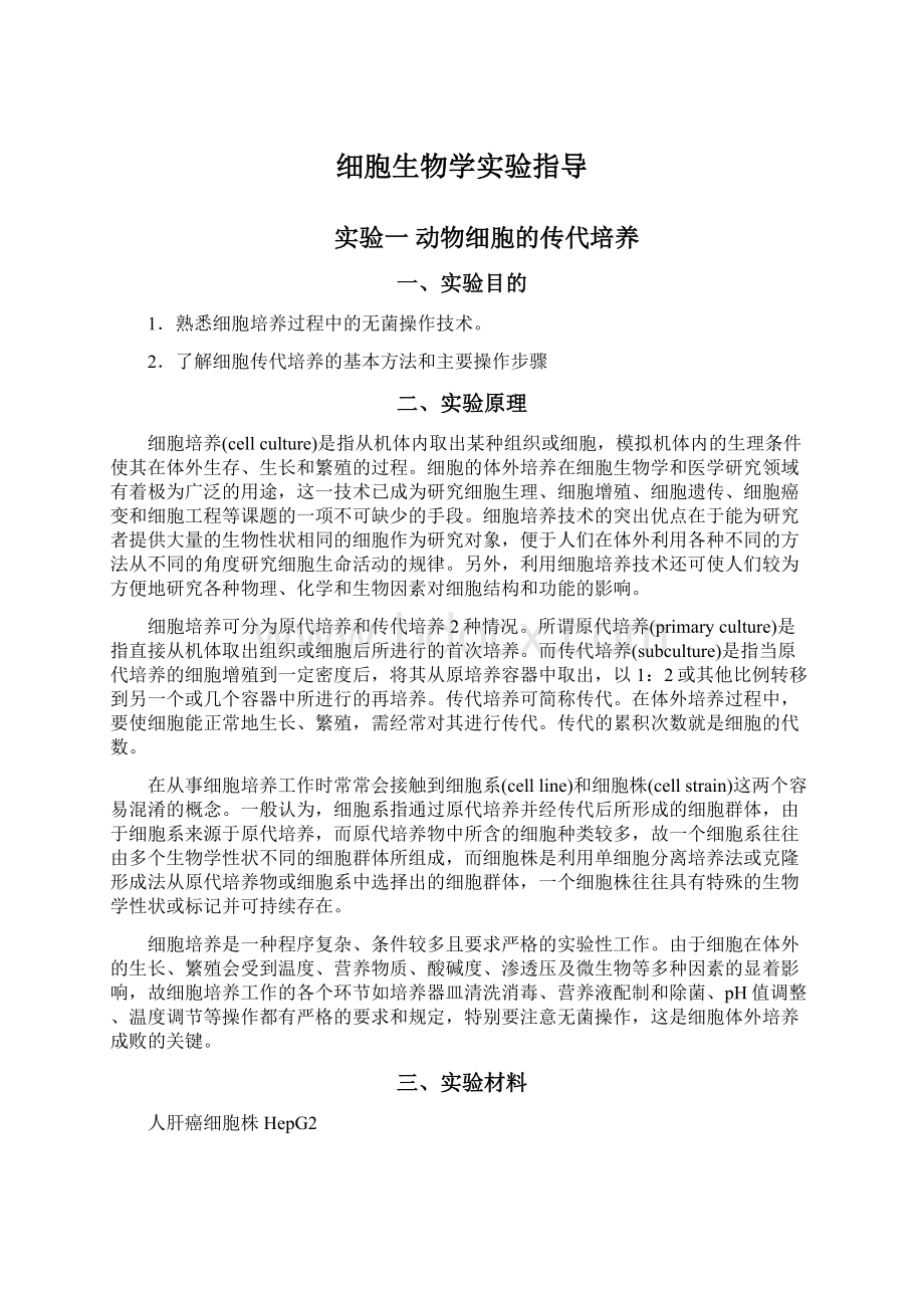 细胞生物学实验指导.docx