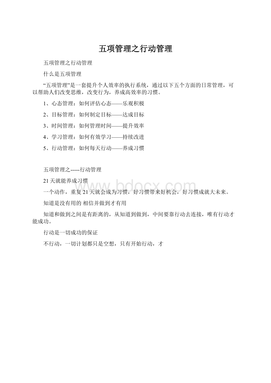 五项管理之行动管理.docx