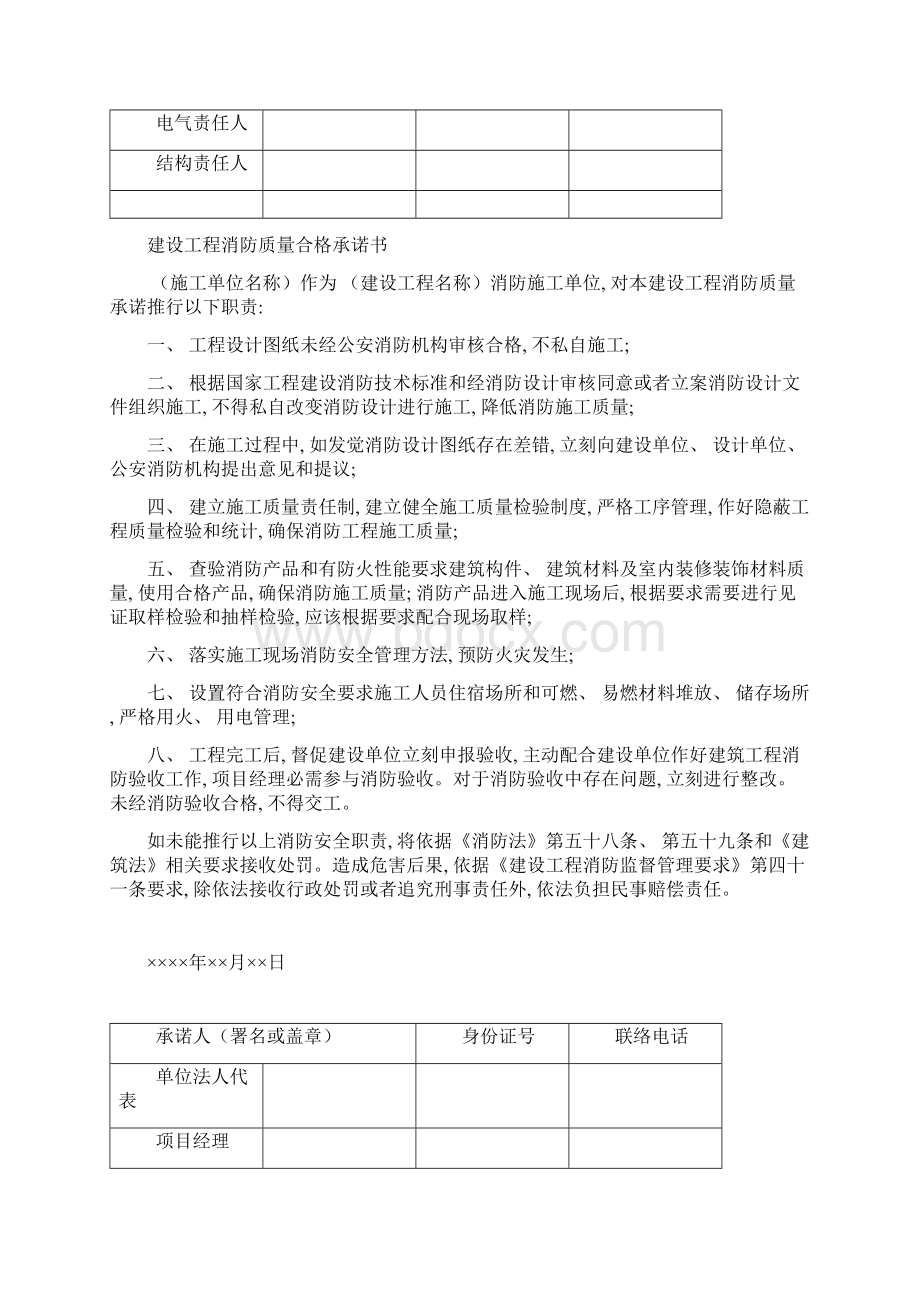 建设工程消防质量建设单位承诺书模板Word文档下载推荐.docx_第3页