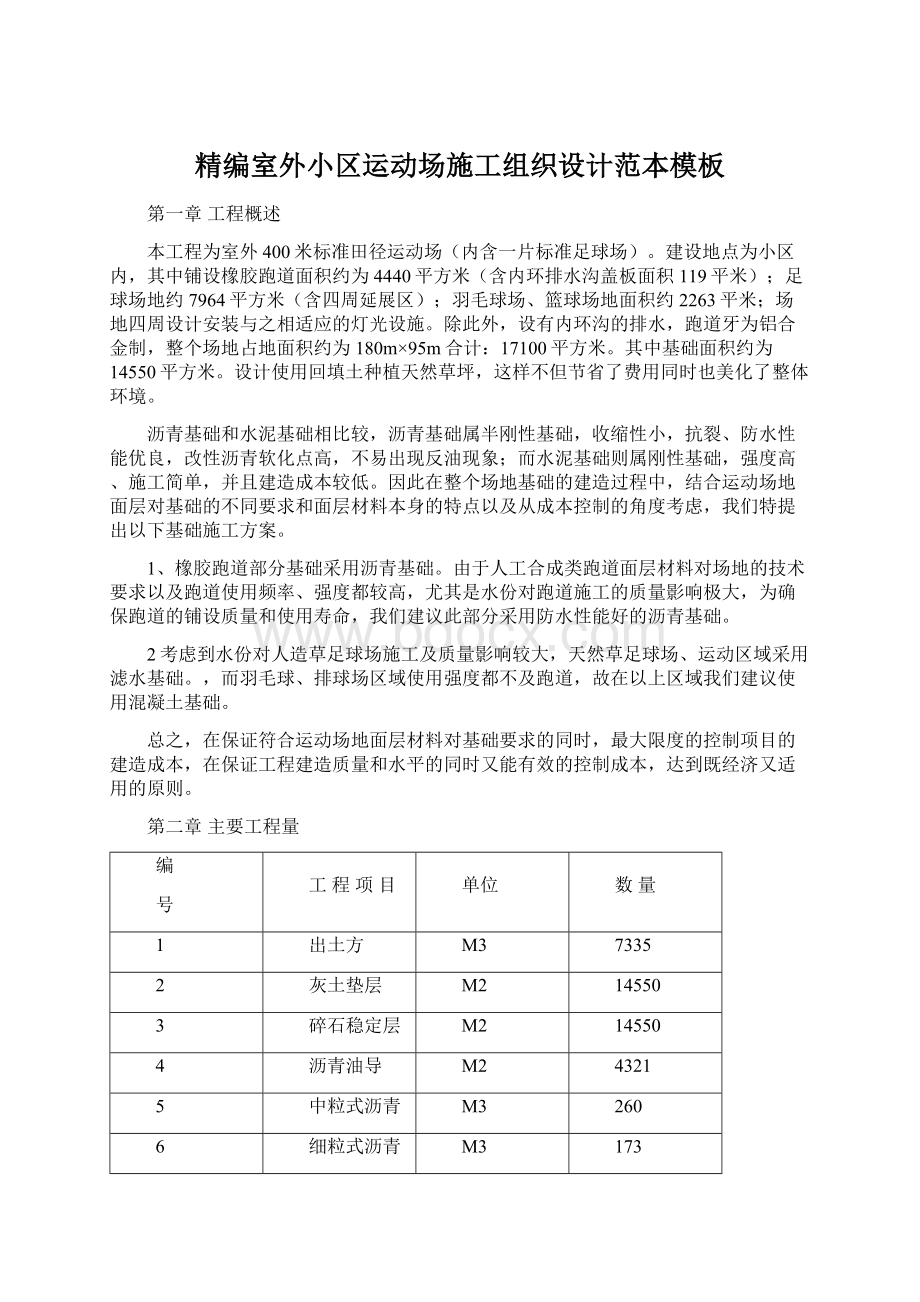 精编室外小区运动场施工组织设计范本模板.docx