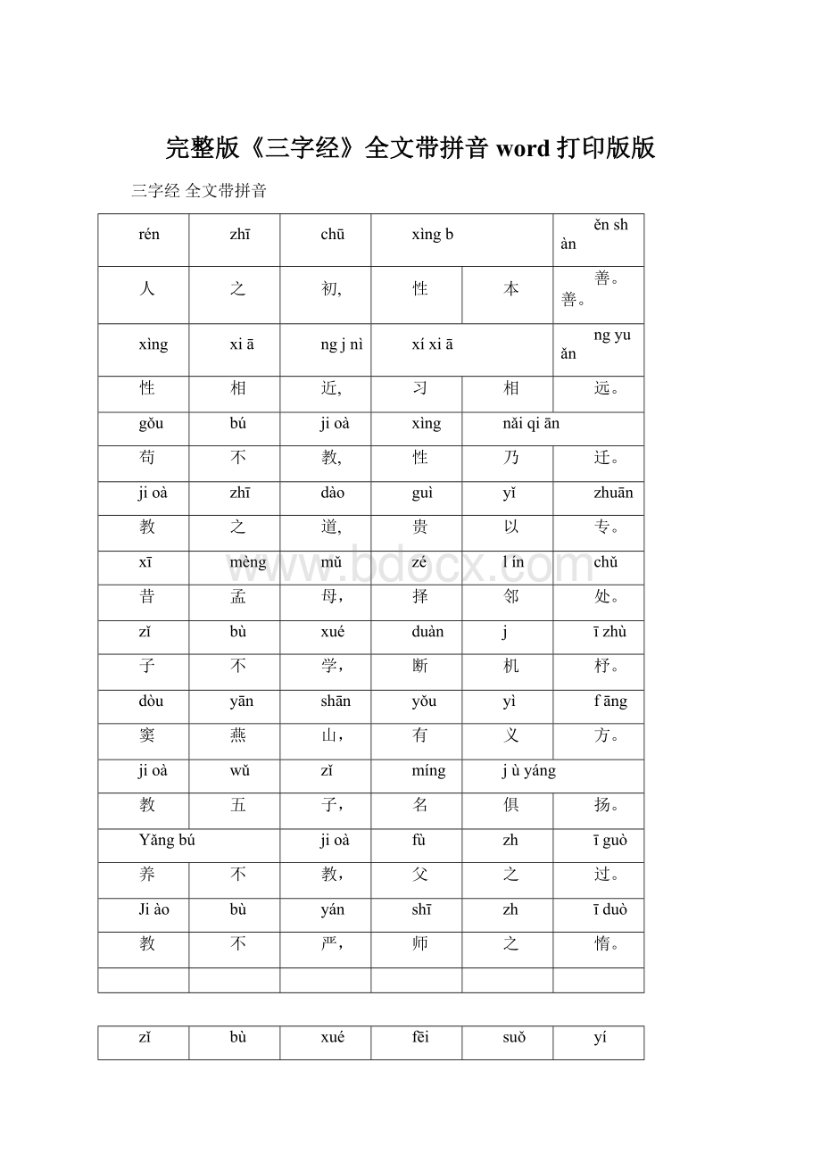 完整版《三字经》全文带拼音word打印版版.docx