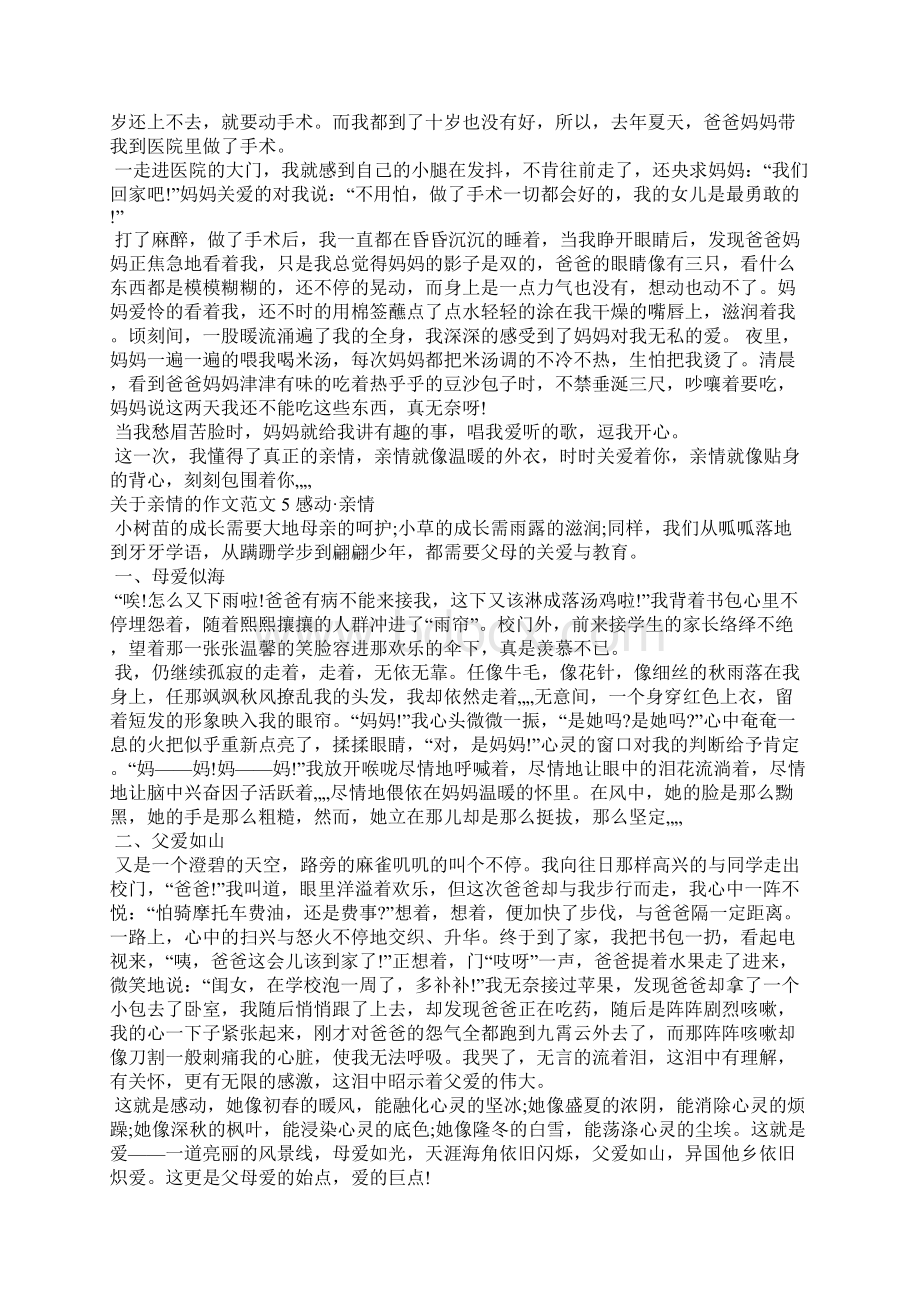 关于亲情的作文范文10篇作文专题Word文档下载推荐.docx_第3页