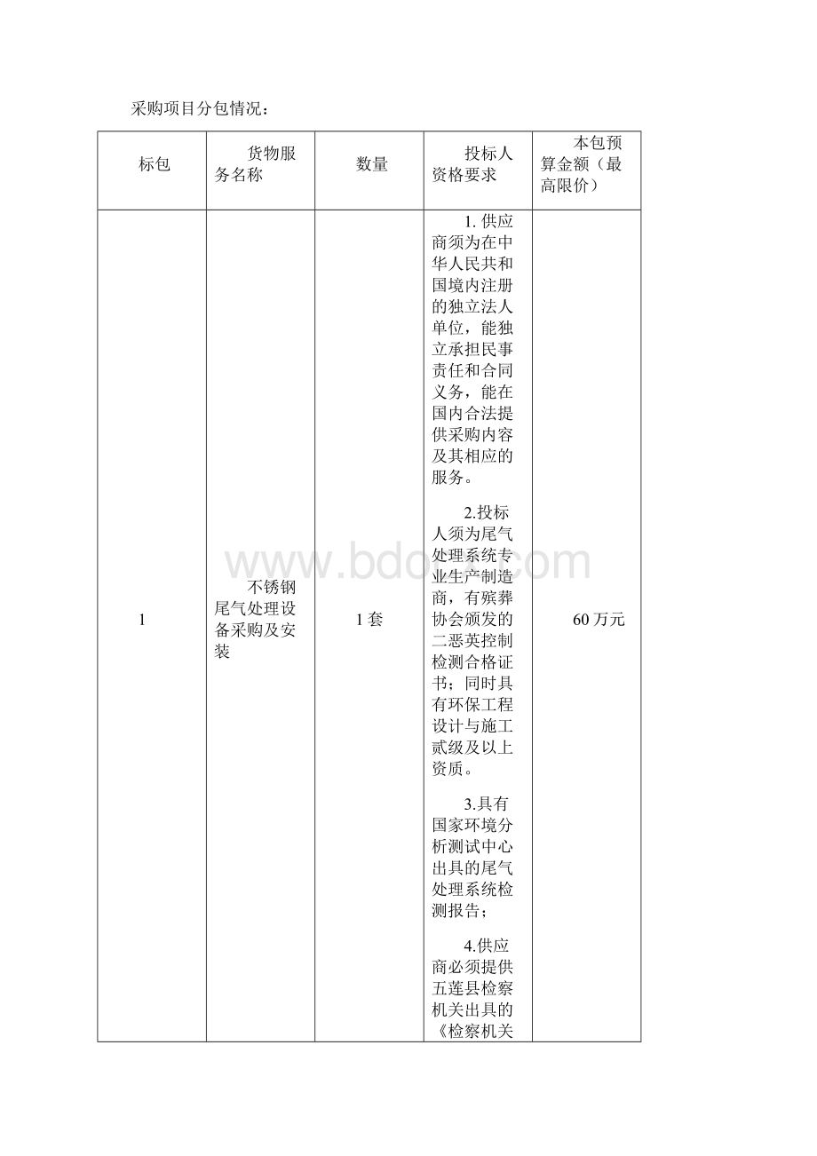 五莲殡葬管理所火化机尾气处理设备采购及安装项目.docx_第2页