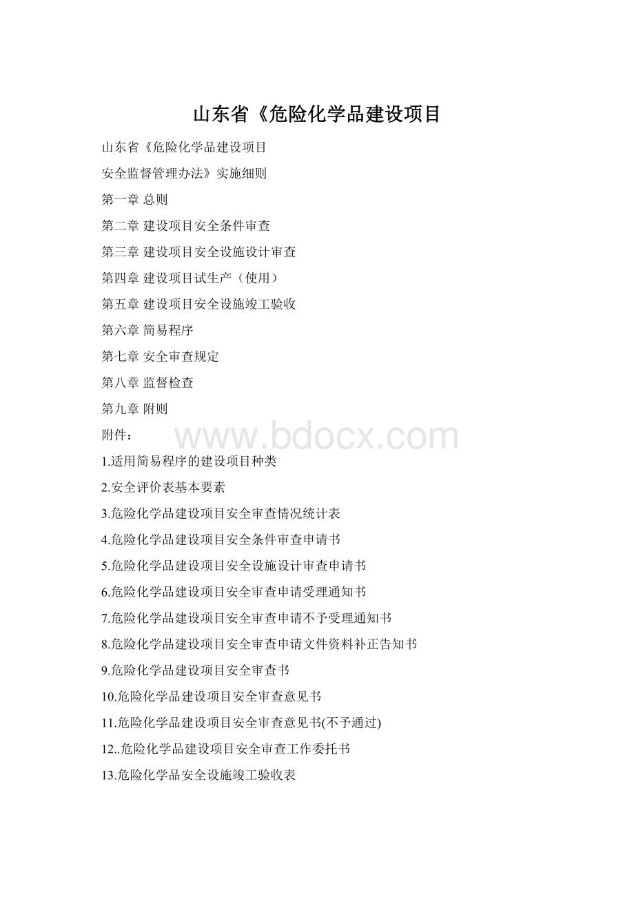 山东省《危险化学品建设项目Word文件下载.docx