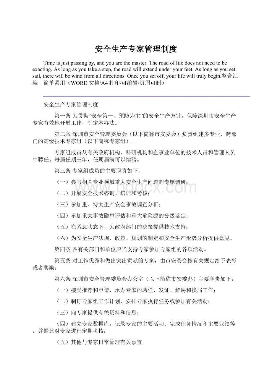 安全生产专家管理制度Word文档格式.docx