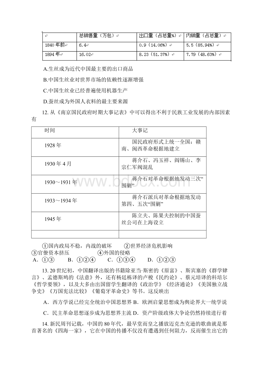 山东中学联盟高考押题精编历史试题Word格式文档下载.docx_第3页