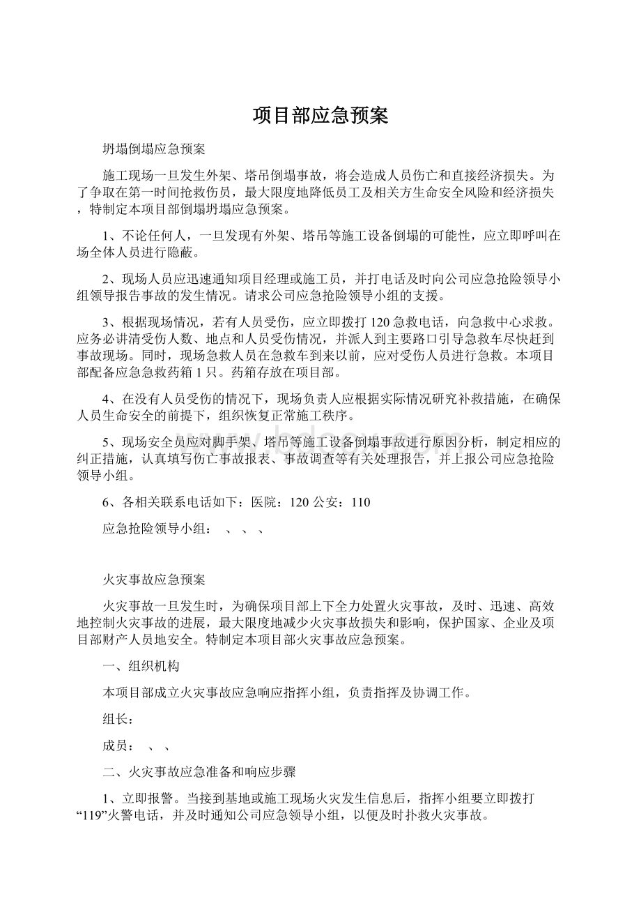 项目部应急预案.docx