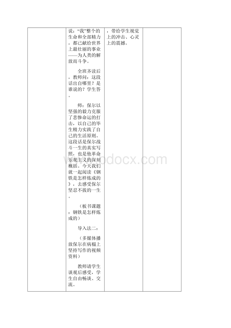 部编版语文八年级下册名著导读钢铁是怎样炼成的教案Word文件下载.docx_第3页