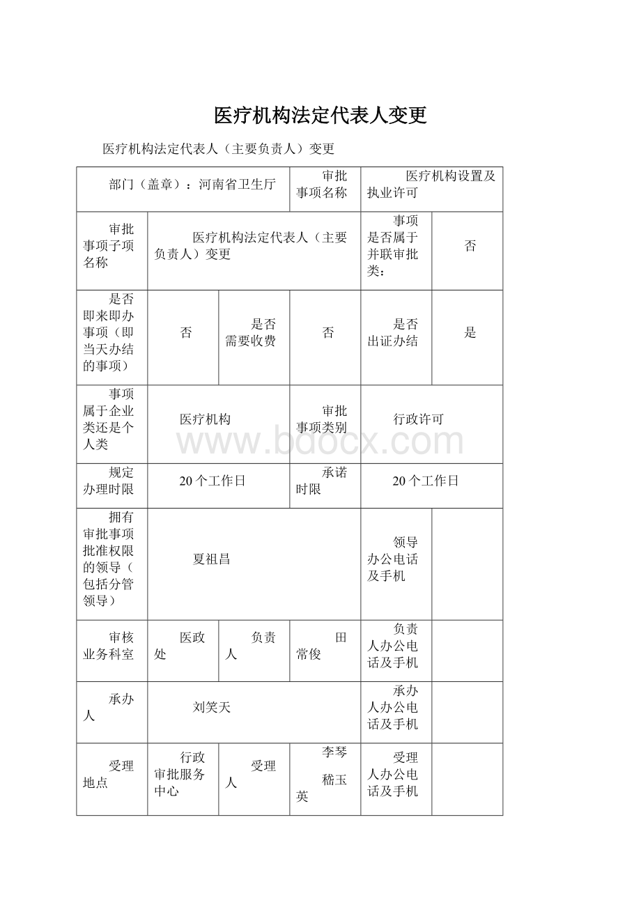 医疗机构法定代表人变更Word格式文档下载.docx_第1页