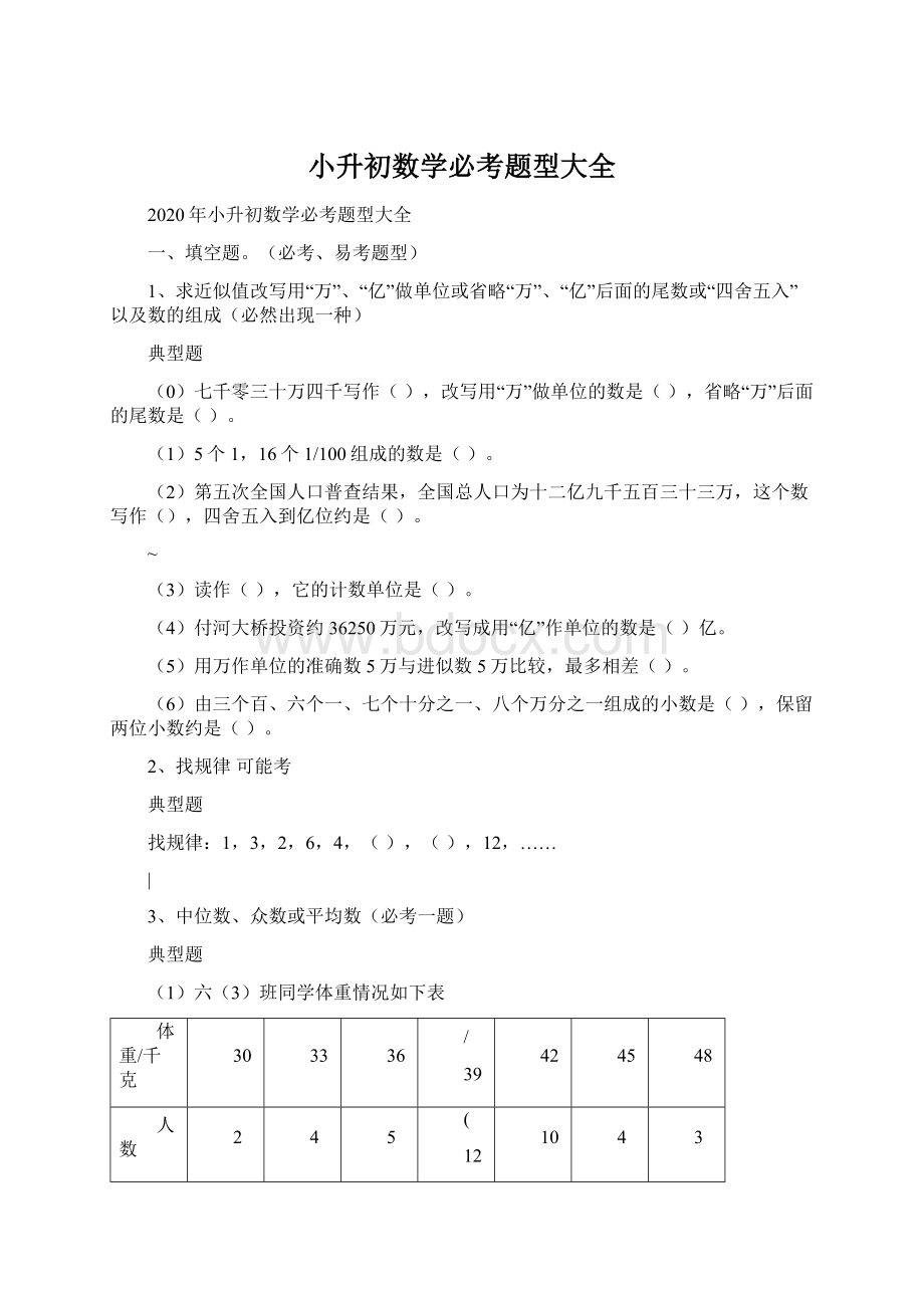 小升初数学必考题型大全Word文档下载推荐.docx