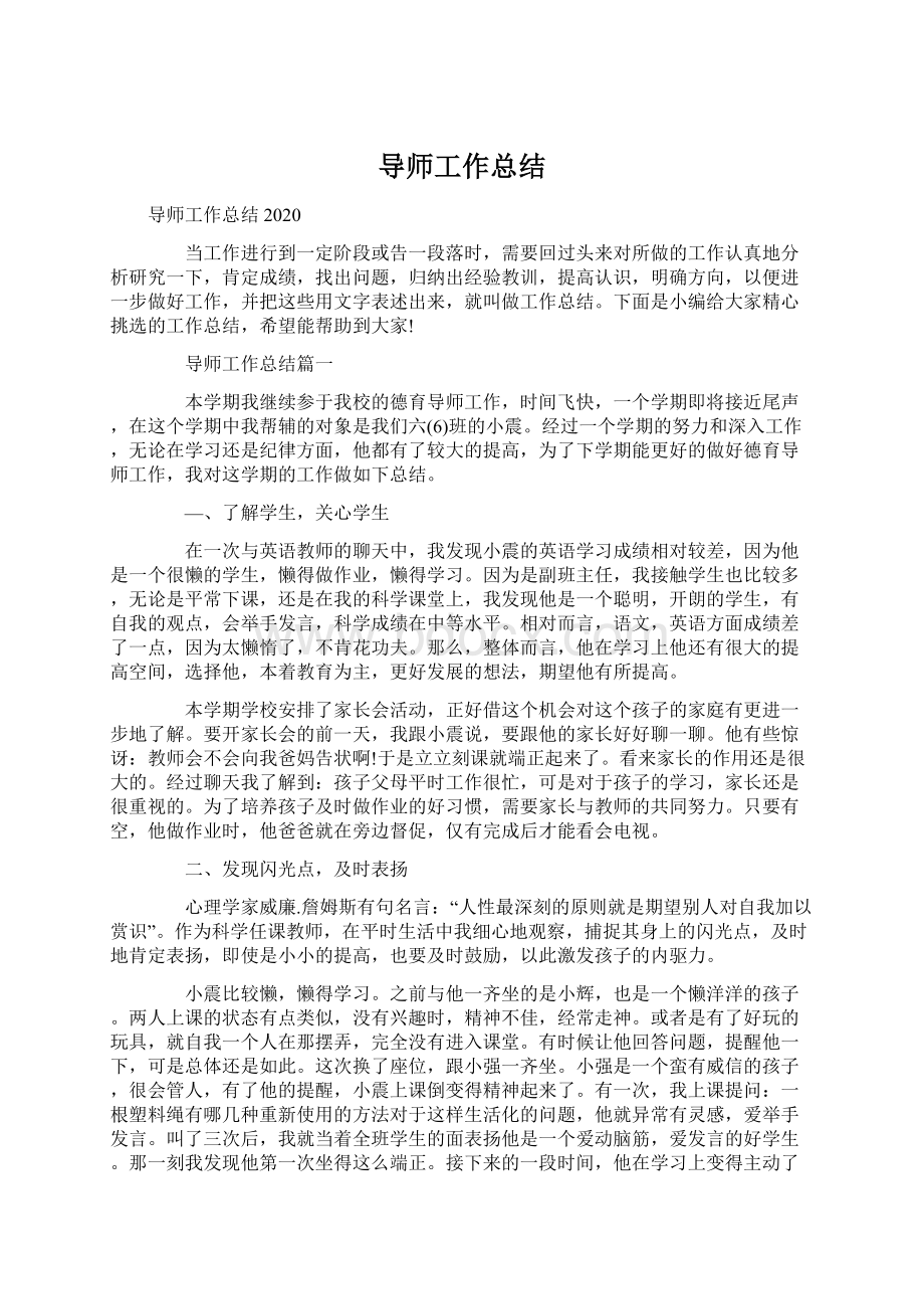 导师工作总结Word下载.docx