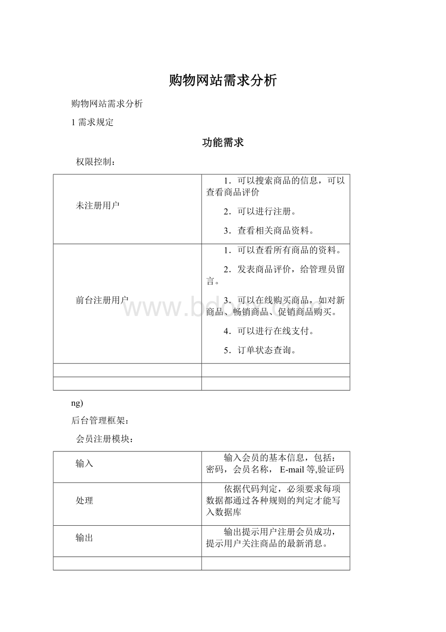 购物网站需求分析Word文档下载推荐.docx