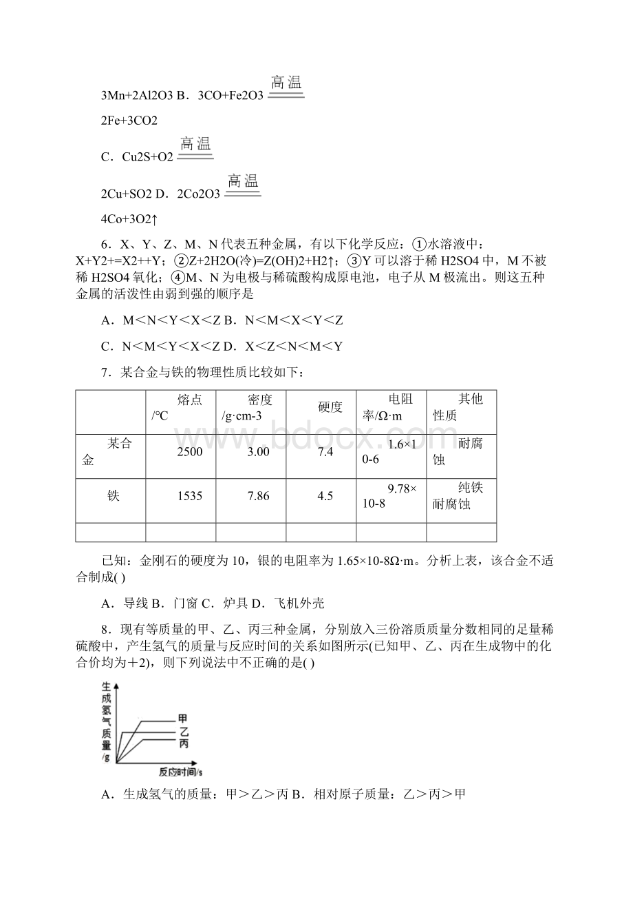 苏教版高中化学必修第二册专题9金属与人类文明第一单元金属的冶炼方法同步练习.docx_第2页