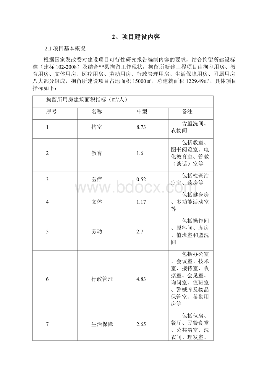 XX省XX县治安拘留所工程建设项目可行性研究报告.docx_第2页