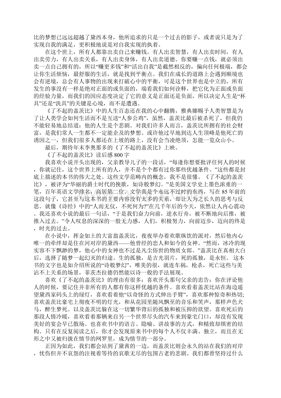 了不起的盖茨比初中生读后感800字.docx_第2页