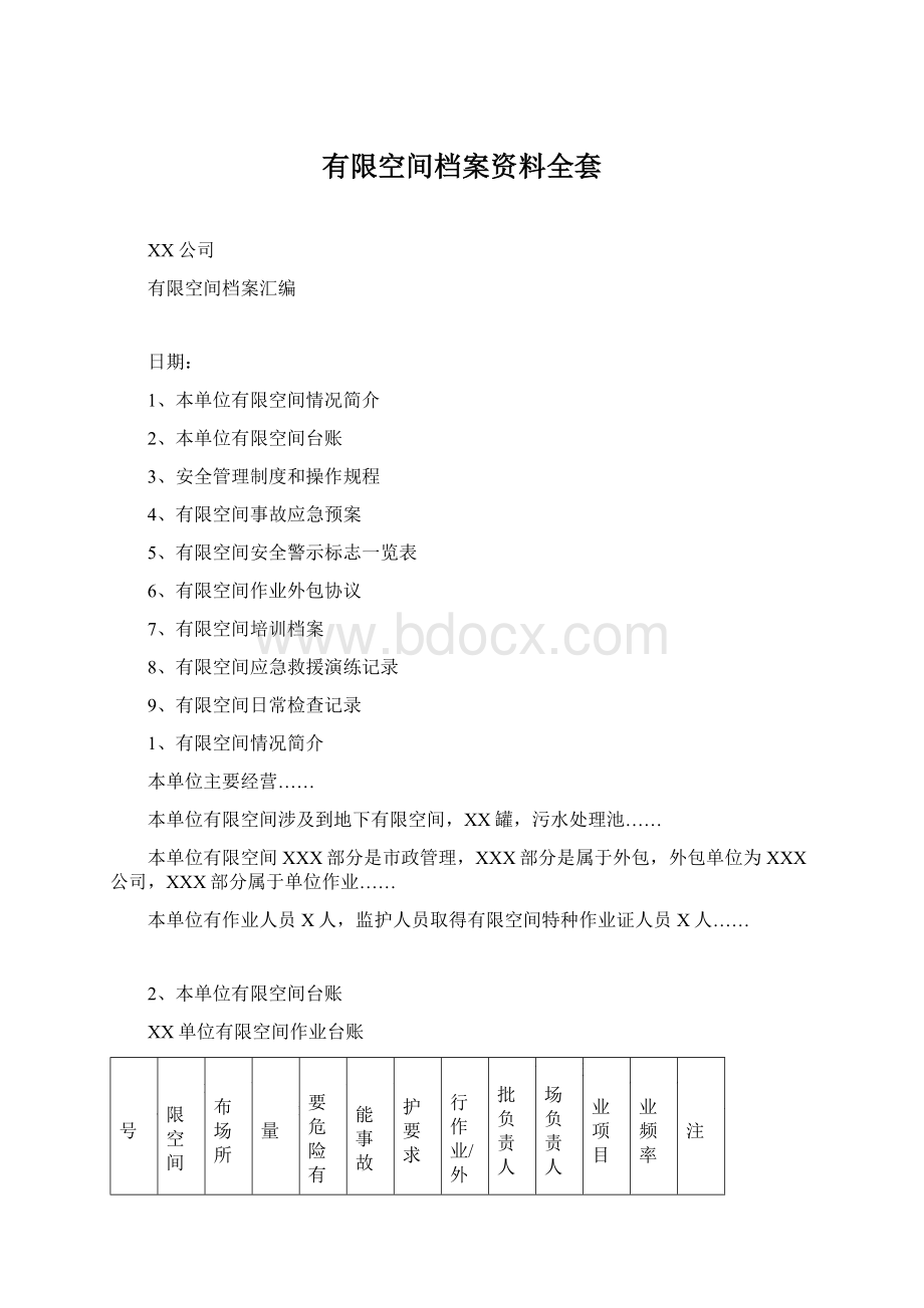 有限空间档案资料全套Word格式.docx