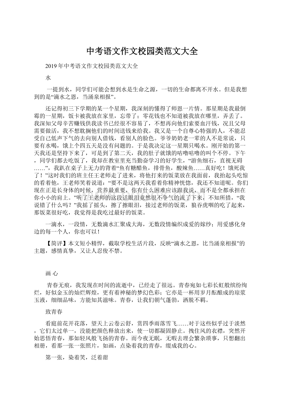 中考语文作文校园类范文大全Word文档格式.docx