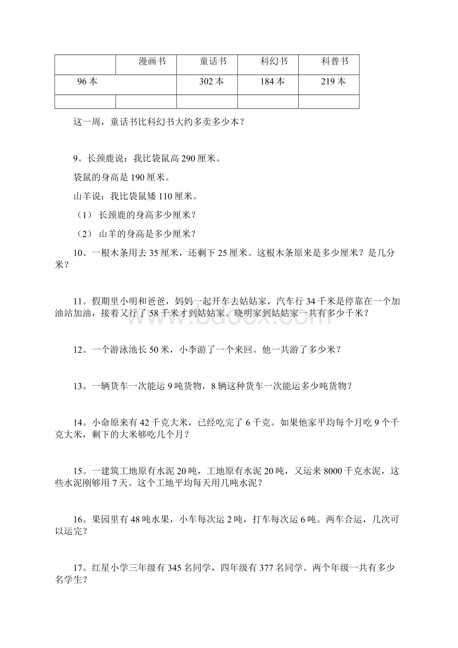 人教版三年级上册数学期末复习资料解决问题部分.docx_第2页