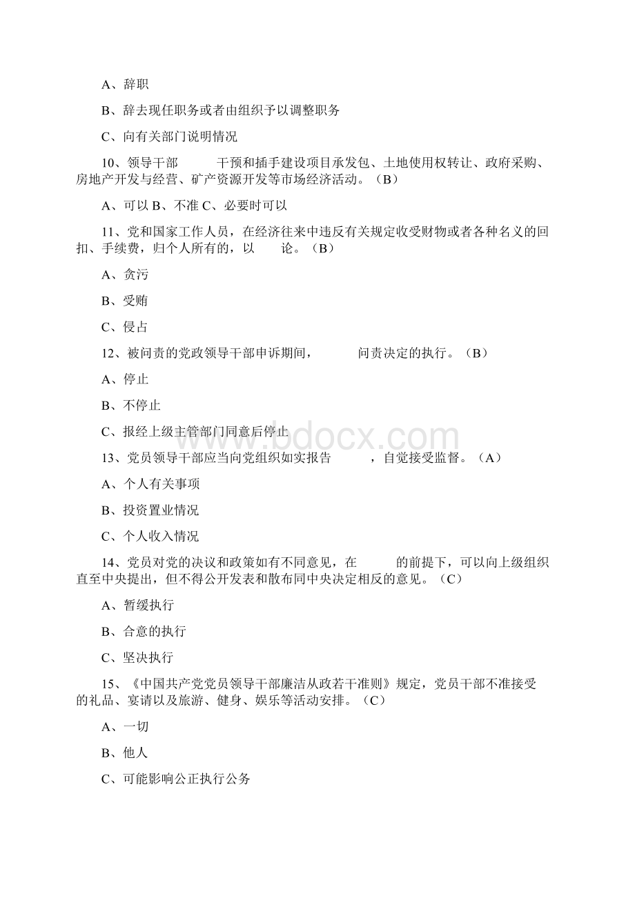 党员领导干部任职前廉政法规党纪党规考试题与参考答案.docx_第3页